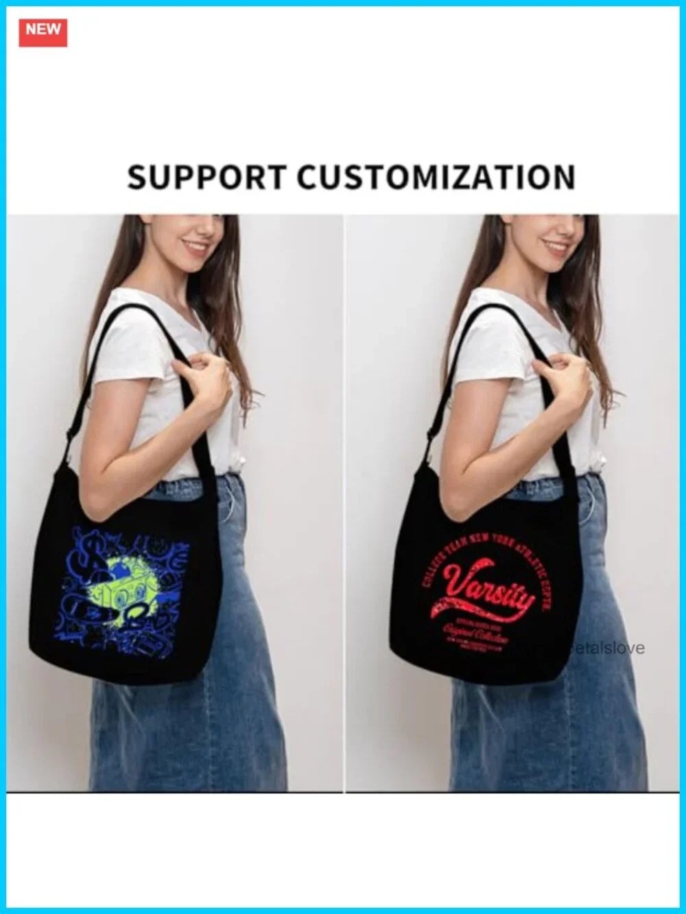 Large Canvas Crossbody Tote Hobo Shoulder Bag Casual Recycled